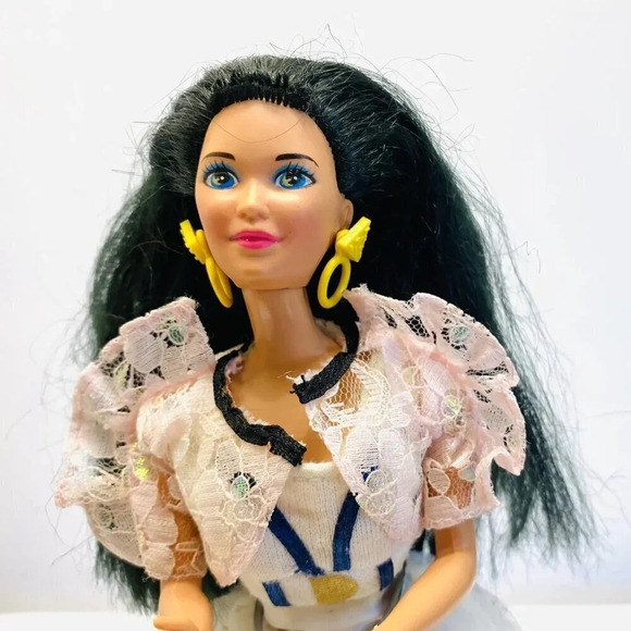 MATTEL BARBIE Asian Doll Long Black Hair Blue Eyes Three Piece Outfit 12" Tall - Picture 2 of 12
